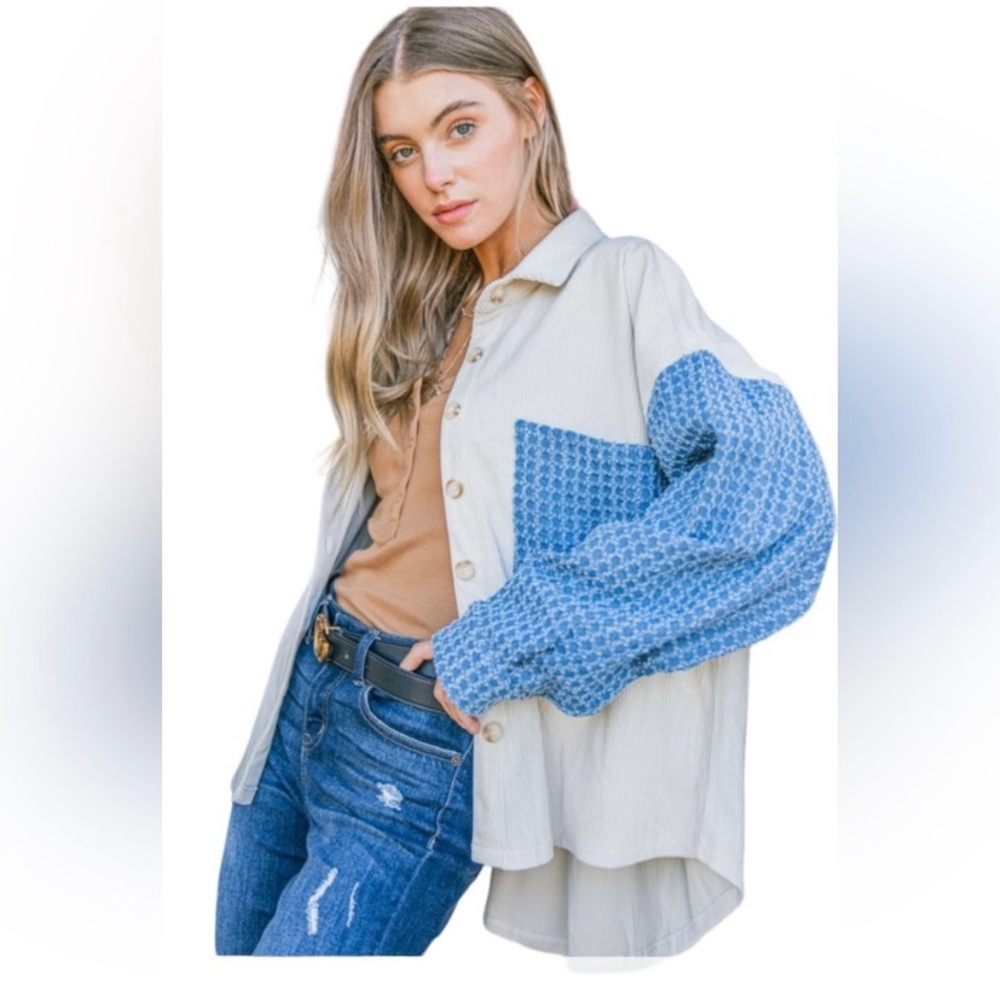 And the Why brand Ivory Corduroy Denim Long Sleeve Jacket